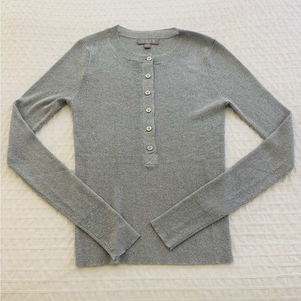 J. Crew Gray Women's Long Sleeve Henley Top